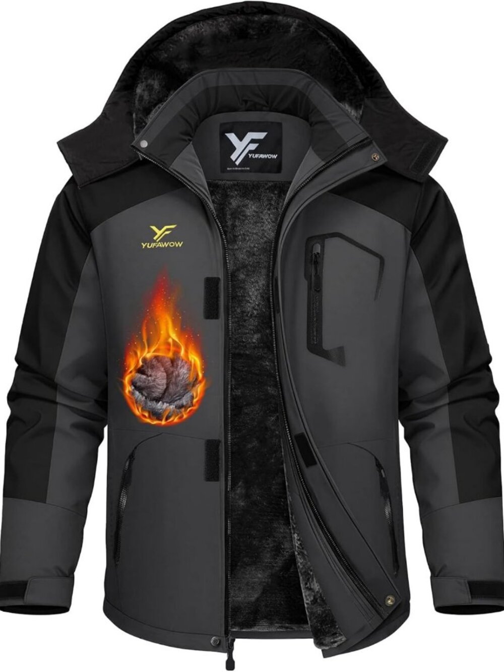 Men's Insulated Winter Ski Jacket - Waterproof, Fleece Lined, Windbreaker for